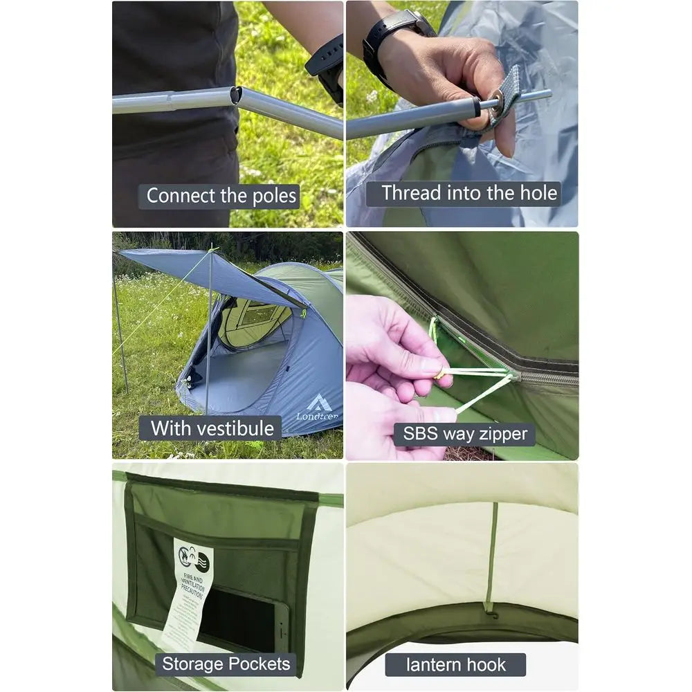 4-Person Waterproof Automatic Setup Tent for Family Camping and Hiking Adventures