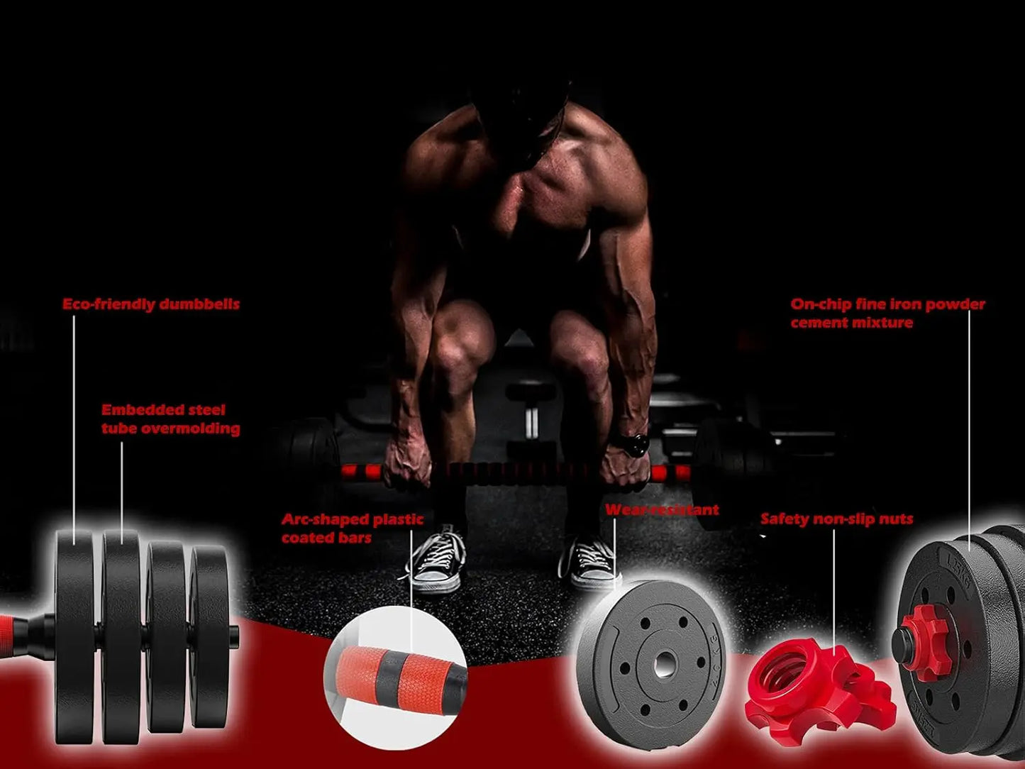 Adjustable Dumbbell Set Up to 88Lbs, Converts to Barbell for Home Gym Workouts