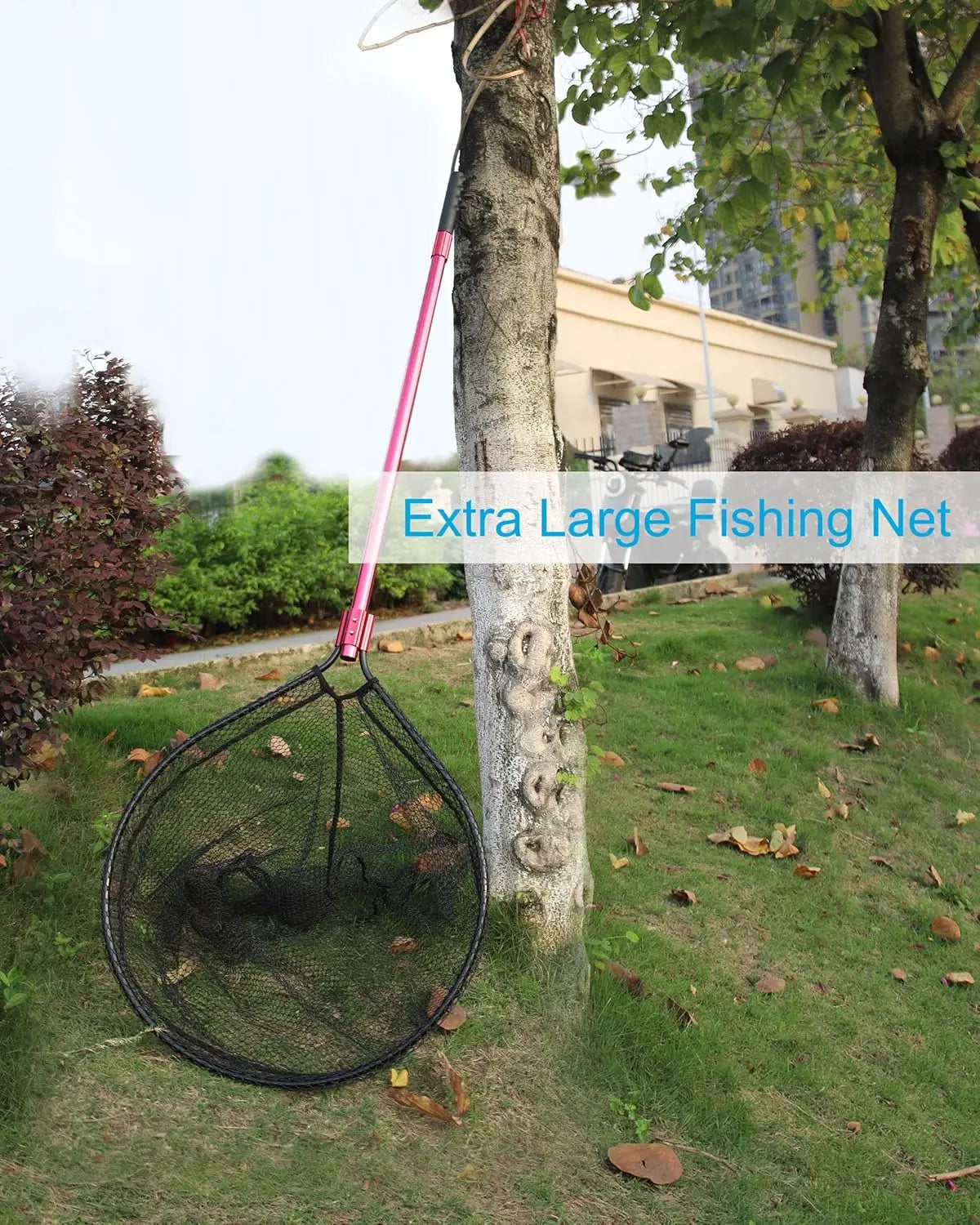 Large Rubber Fishing Net with Telescoping Aluminum Handle, Extends to 94in, Includes 6 Soft Baits
