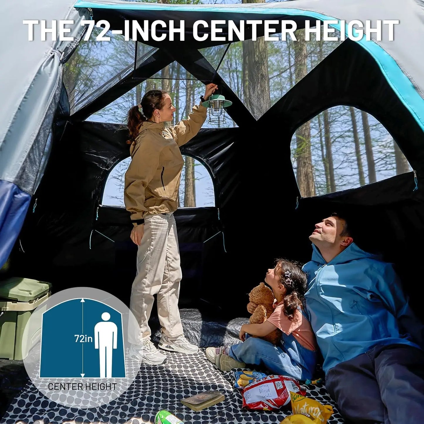5-6 Person Instant Cabin Tent with Blackout Design, Water-Resistant for Family Camping and Outdoor Adventures