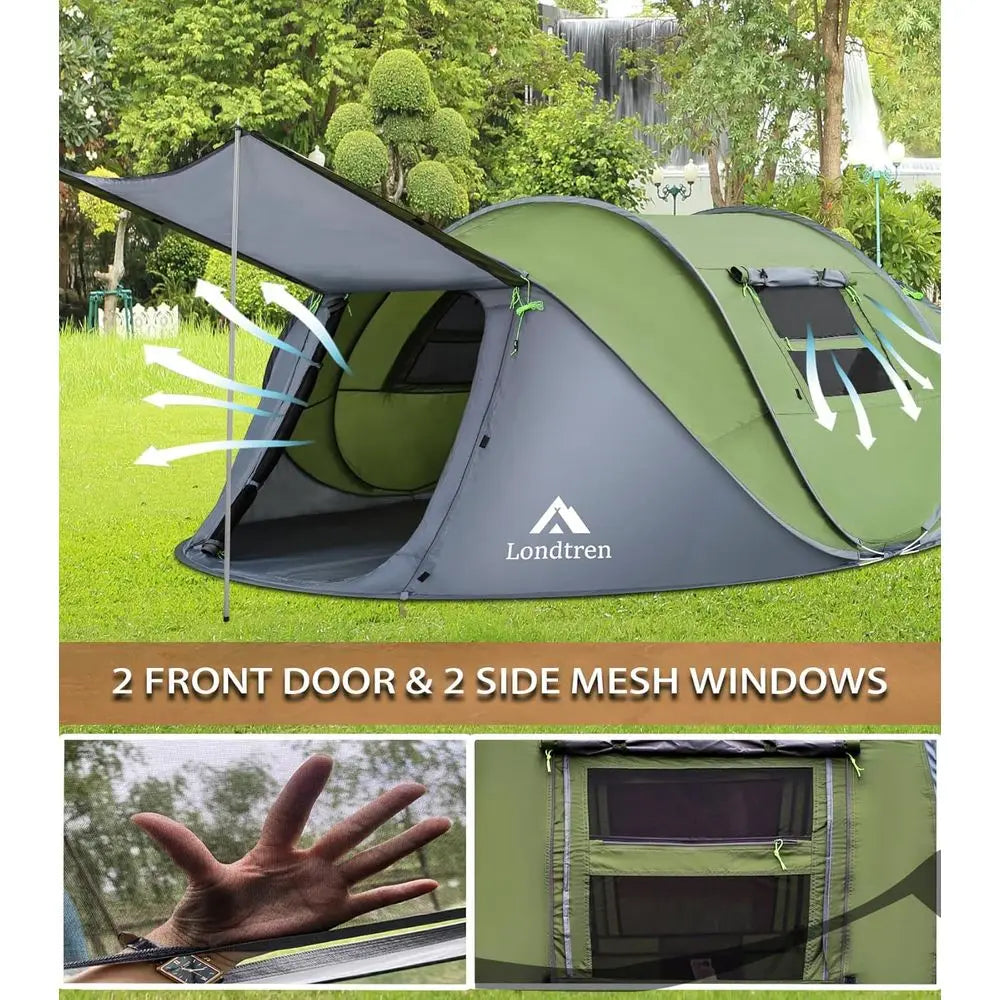 4-Person Waterproof Automatic Setup Tent for Family Camping and Hiking Adventures