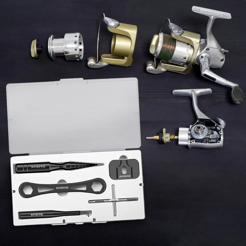 Spinning Wheel Remover Tool Fishing Reel Unload Maintenance Tool Kit Fishing Reel Repair Kit Fishing DIY Repair Tool Set