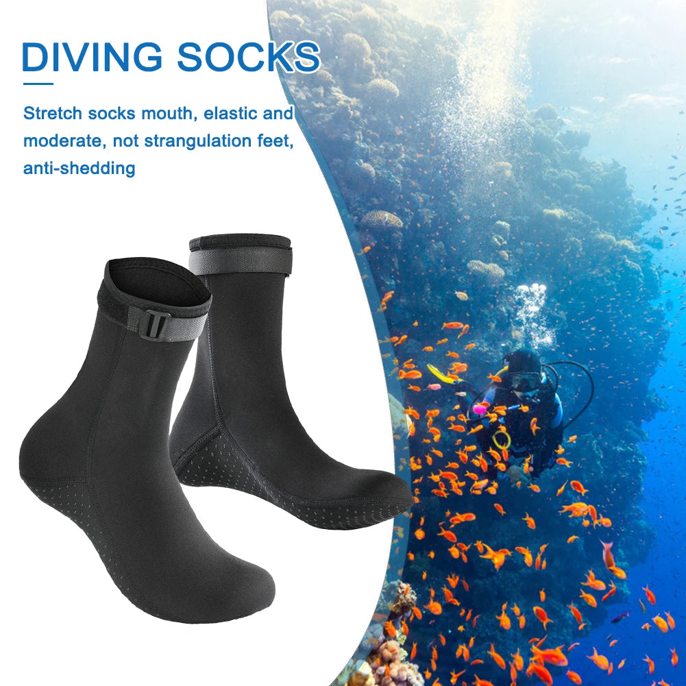 3mm Wetsuit Short Socks Winter Warm Unisex Diving Surfing Boots Anti Slip Neoprene Wearable Portable Lightweight for Water Sport