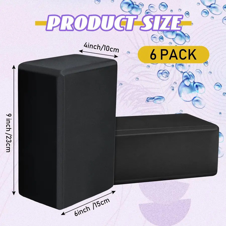 6 Pack Yoga Blocks 9 x 6 x 4 Inch Eva Foam Lightweight Non Slip Yoga Props for Yoga Pilates Stretching Meditation