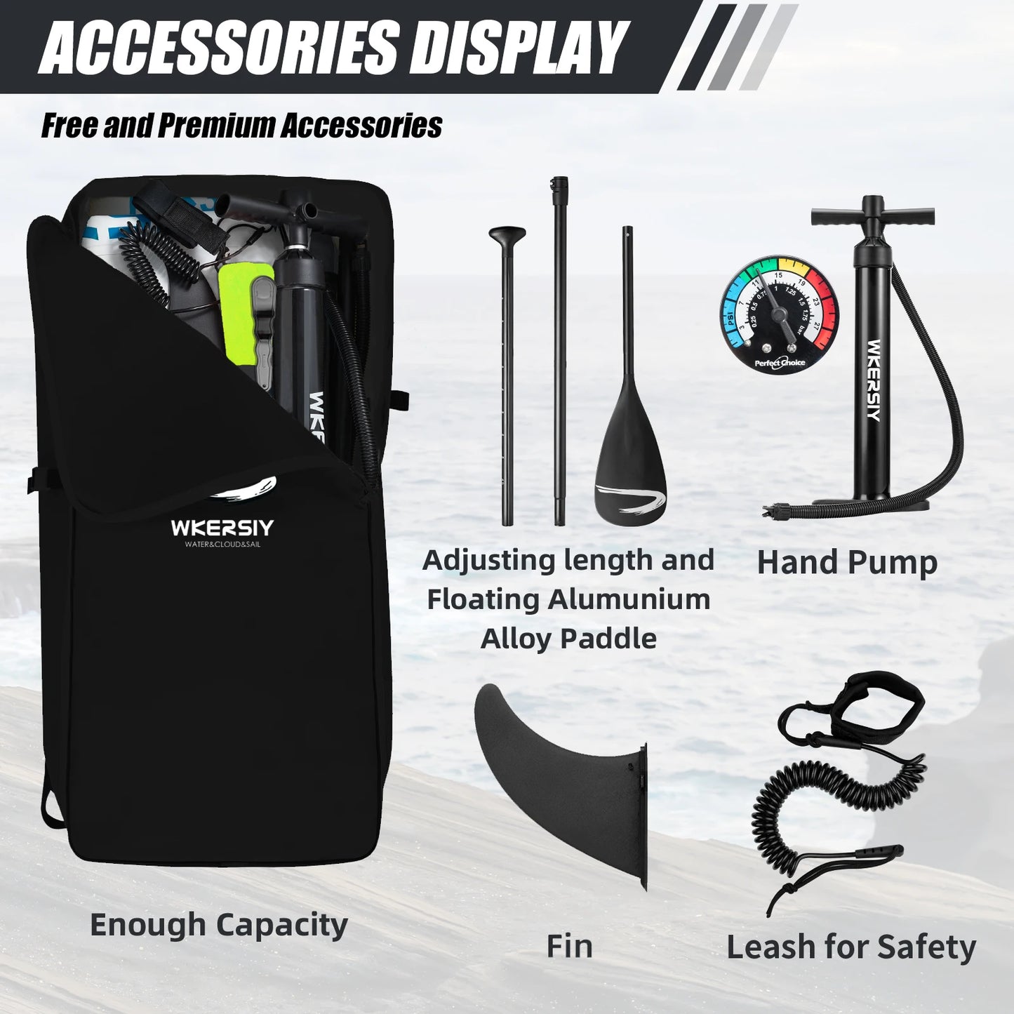 Wkersiy 11ft Inflatable Paddle Board with Camera Mount, Premium Kit-Lightweight SUP for Yoga Fishing All Levels, Multi-Color