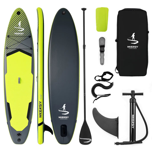 Wkersiy 11ft Inflatable Paddle Board with Camera Mount, Premium Kit-Lightweight SUP for Yoga Fishing All Levels, Multi-Color