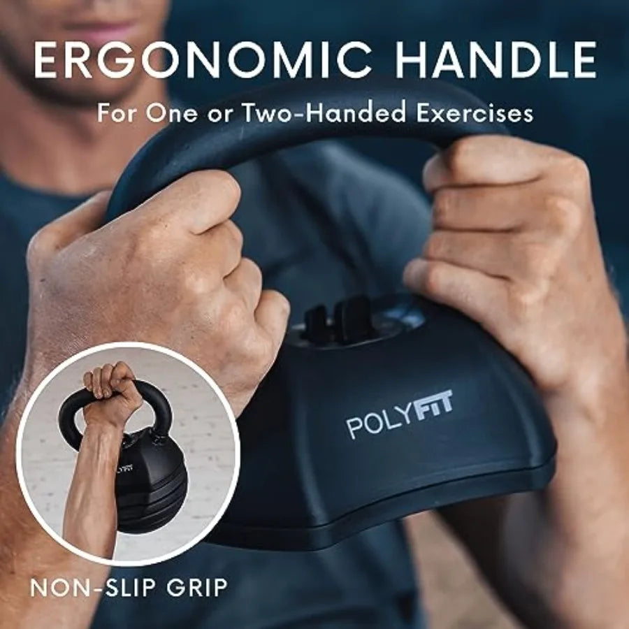 Polyfit Adjustable Kettlebell Set 30 lbs Home Gym Kettlebell Weights Steel Black Durable Lightweight