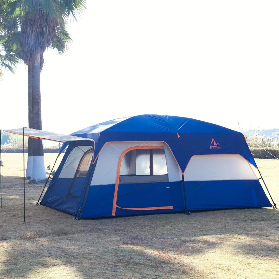 Extra Large Tent for 6101214 People with 2 Rooms 3 Doors and 3 Windows Mesh Panels Straight Wall Design Waterproof Double Layer