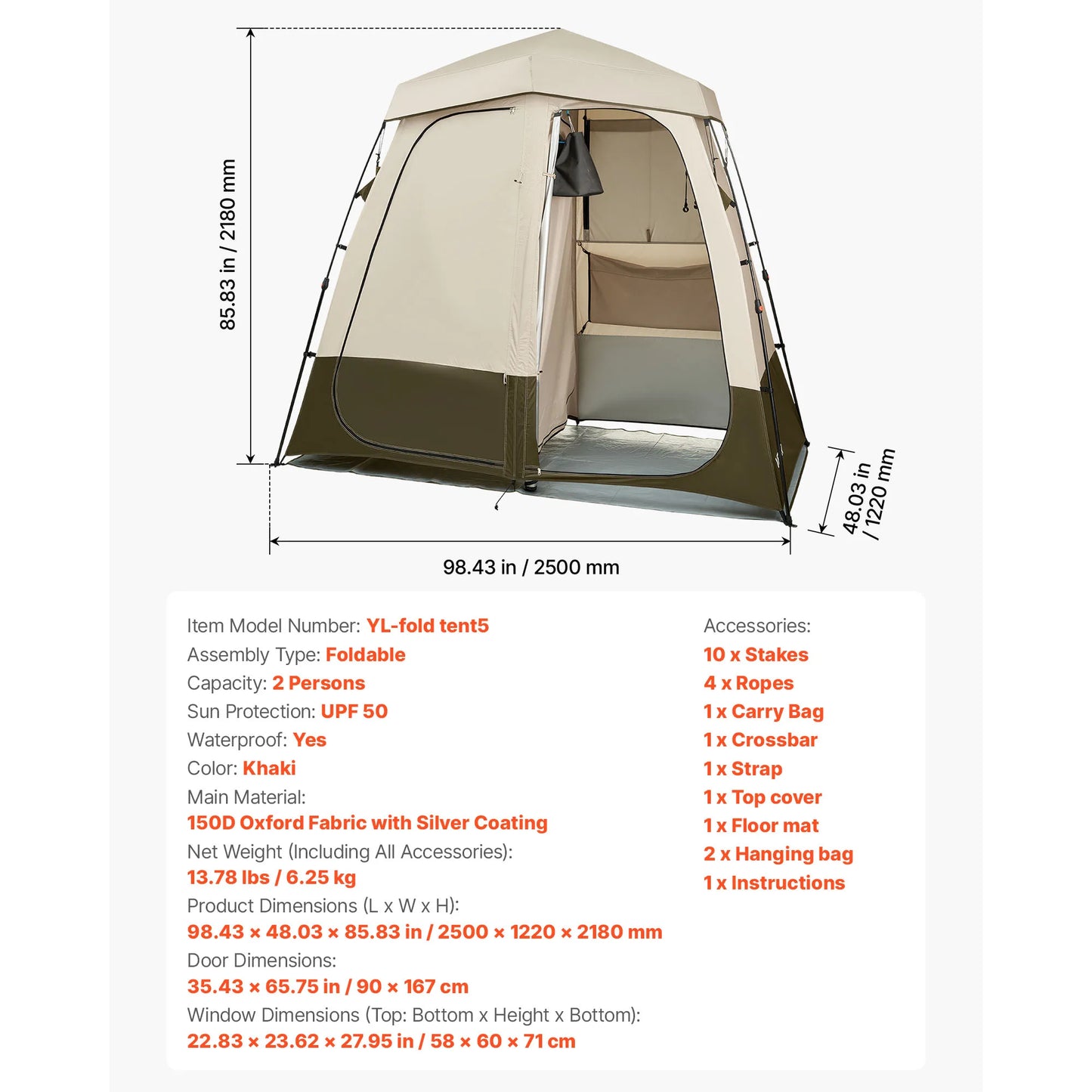 SucceBuy Camping Shower Tent 1 Room Privacy Changing Shelter