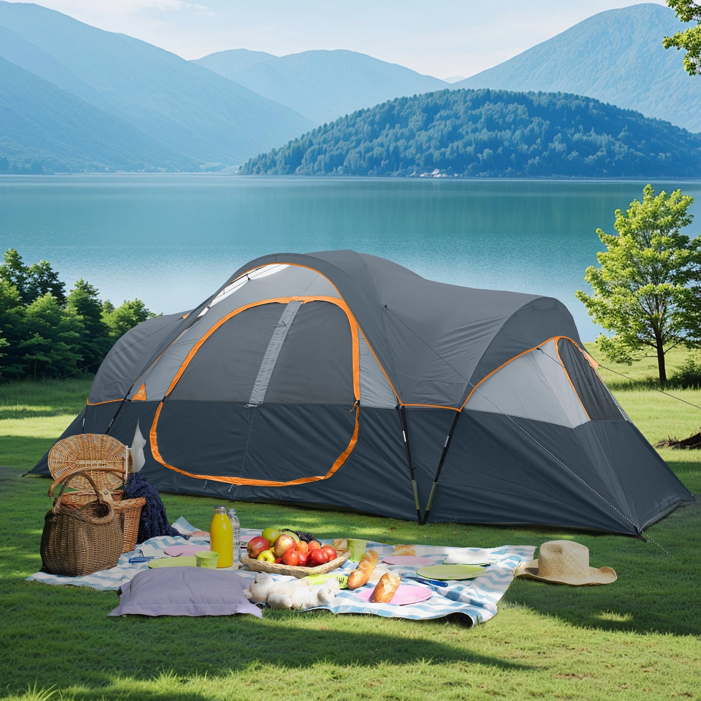 UNP Family Camping Tent Waterproof Weather Resistant Double Layer