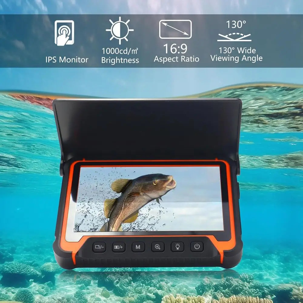 Underwater Fishing Camera,7''IPS Screen Fish Finder,1000TVL Ice Fishing Camera with 12pcs Infrared Lights,6H Battery,USB-C Charg
