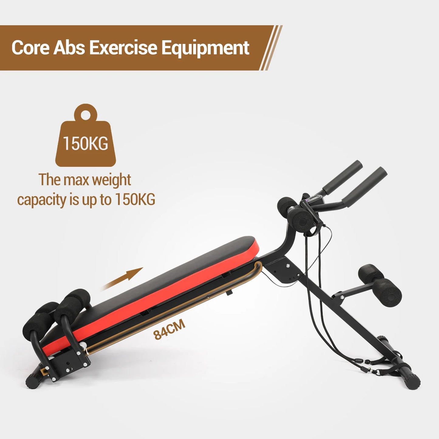2-in-1 Adjustable Ab Bench Glider with LCD Display Foldable Core Abdominal Trainer Multi-Function Workout Equipment for Home Gym