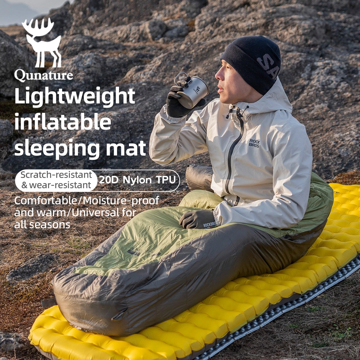 Qunature Ultralight Outdoor Camping Inflatable Sleeping Pad