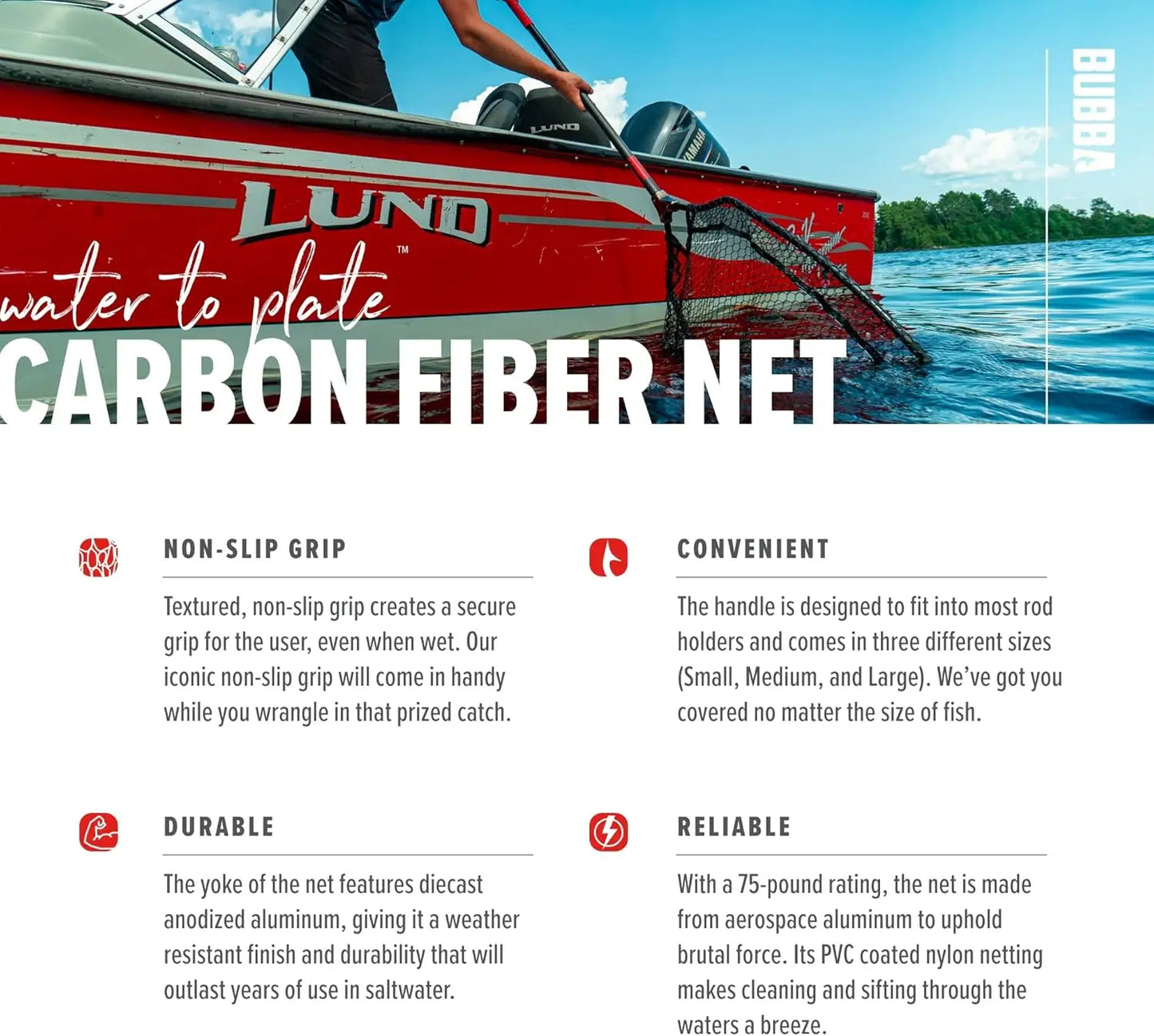 Corrosion Resistant Landing Nets with Non-Slip Grip Handle and Carbon Fiber Shafts for Fishing, Boating, Outdoors