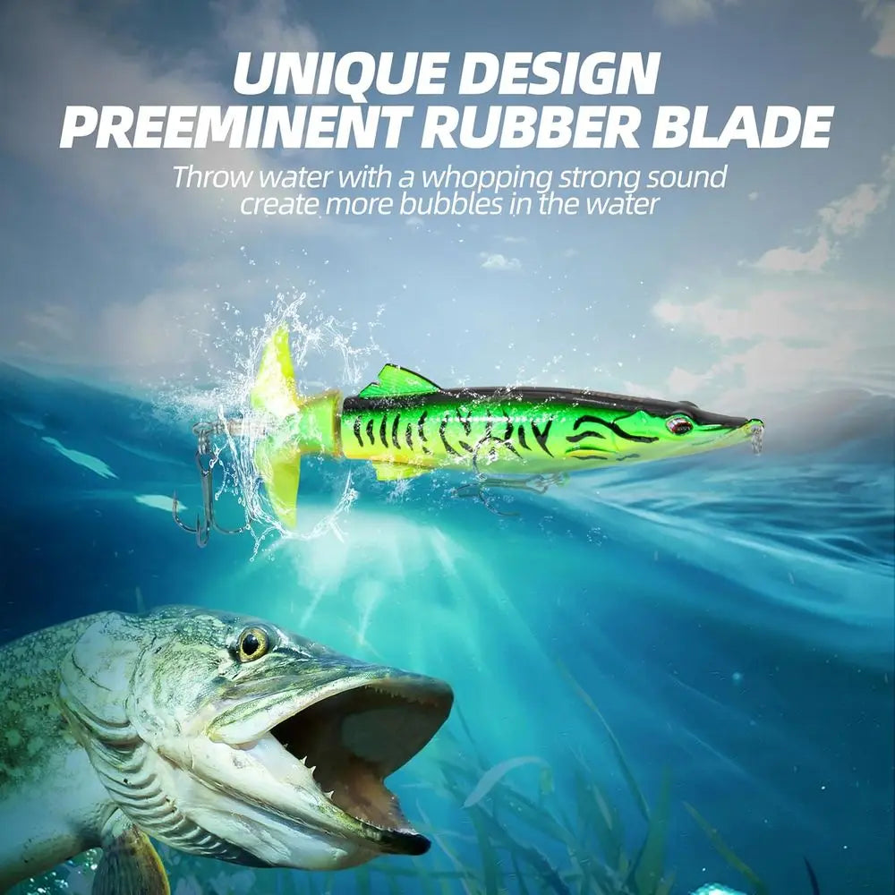5 Pack Whopper Plopper Lures with Spinning Tail for Aggressive Surface Action - Ideal for Bass and Trout in Fresh & Saltwater