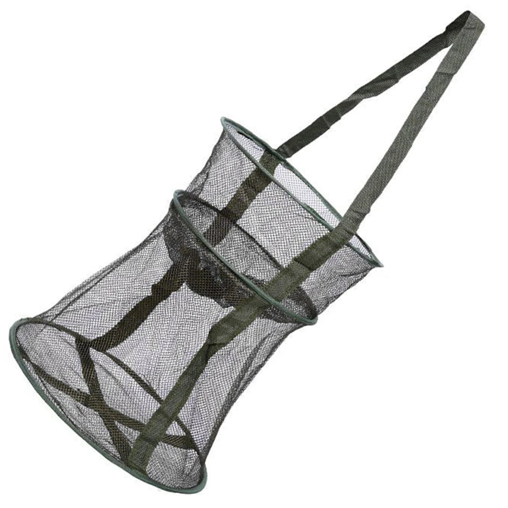 Mesh Fishing Cage Portable Fishing Net Round Folding Fish Net Foldable Landing Net Fishing Accessories