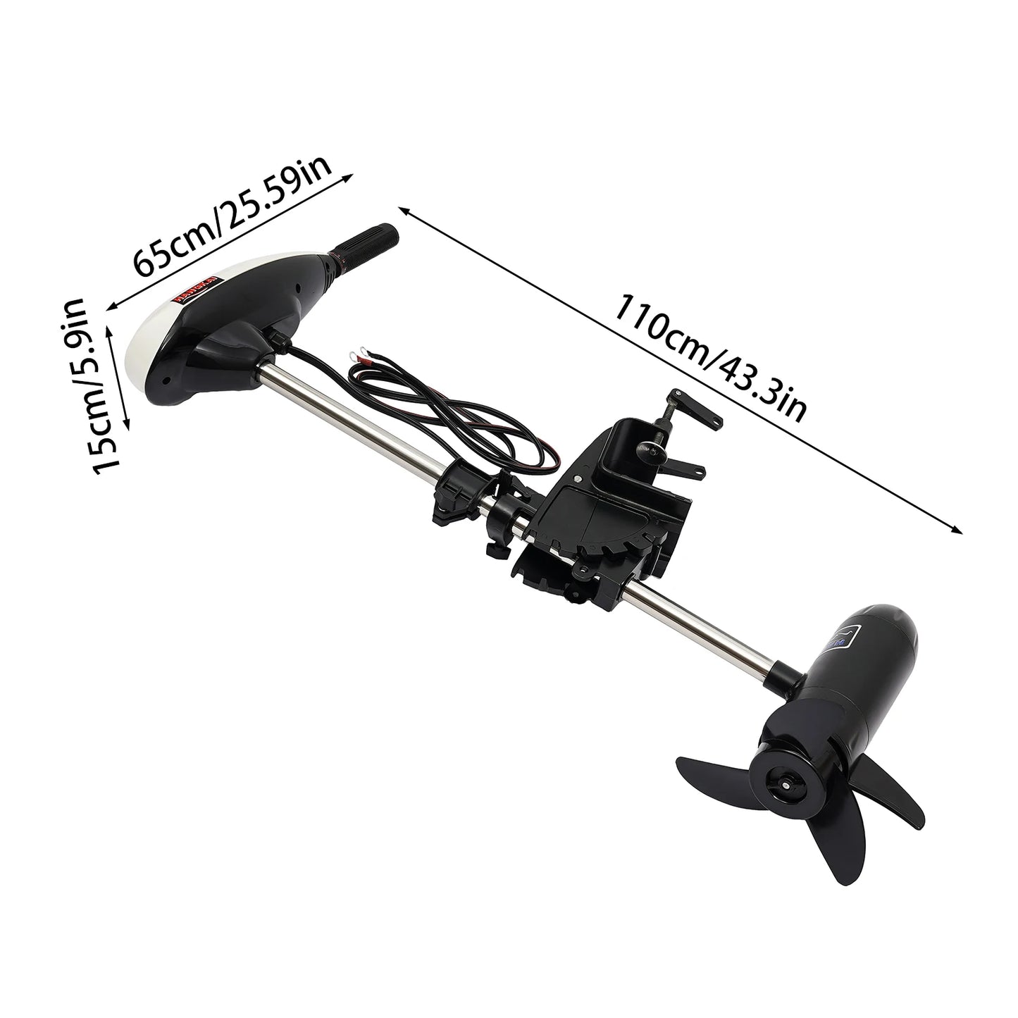 Outboard Motor, Electric Trolling Motor, 65Lbs, 660W 1420R/min, Extendable Shaft, Boat Engine, for Fishing Boat, Kayak, Marine