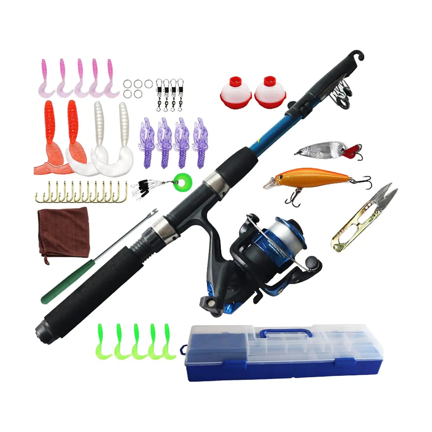 Compact Travel Telescopic Fishing Rod Combo with Tackle Box for Boys Girls Outdoor Freshwater Fishing