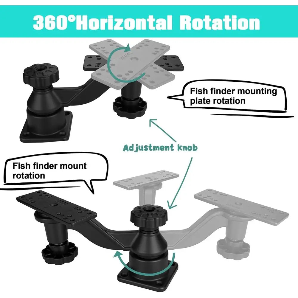 Swing Arm Fish Finder Mount, All Aluminum Heavy Duty Marine Electronic Mount for Boats & Kayak,Built for Saltwater, Big Waves, a