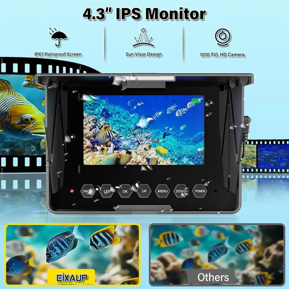 4.3" Underwater Fishing Camera, 1200 TVL Protable Fishing Camera with 8500mAh Battery, Infrared Lights, 165° Wide Angle, 50 FT C