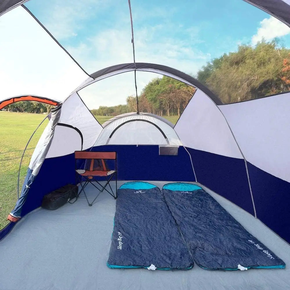 8-Person Family Camping Tent, Waterproof Double Layer with 5 Mesh Windows and Room Divider, Portable Carry Bag Included