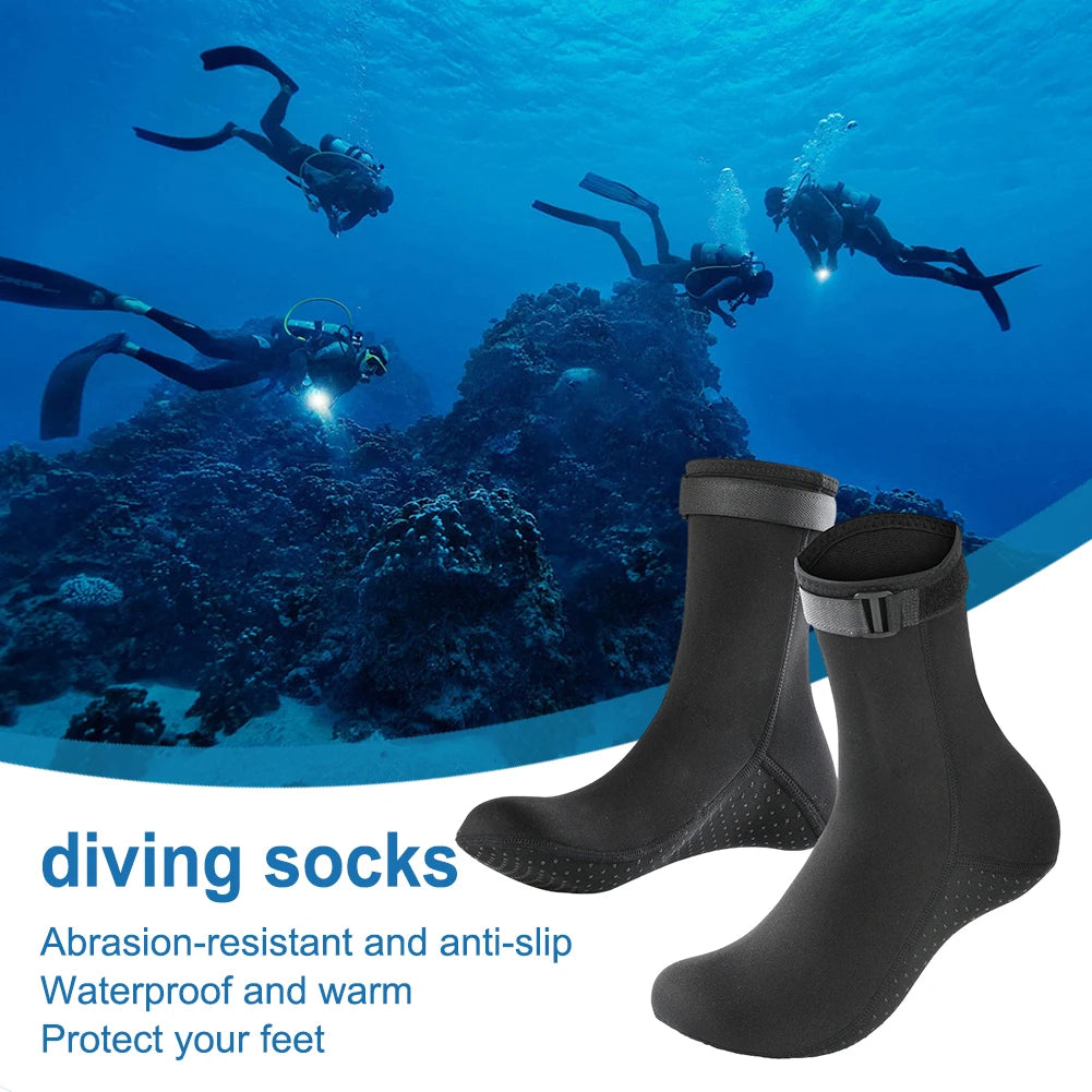3mm Wetsuit Short Socks Winter Warm Unisex Diving Surfing Boots Anti Slip Neoprene Wearable Portable Lightweight for Water Sport
