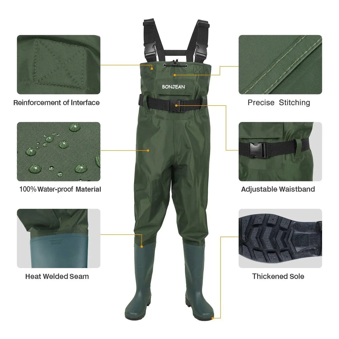 Waterproof Fishing Waders Pants With Boots Set for Man Women Fly Coarse Carp Fishing Gardening Farming Hunting Wader