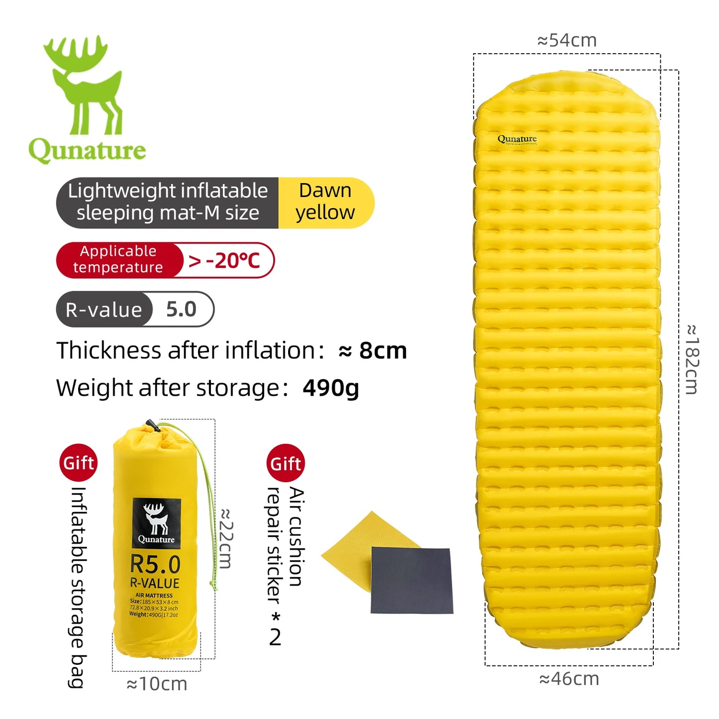 Qunature Ultralight Outdoor Camping Inflatable Sleeping Pad