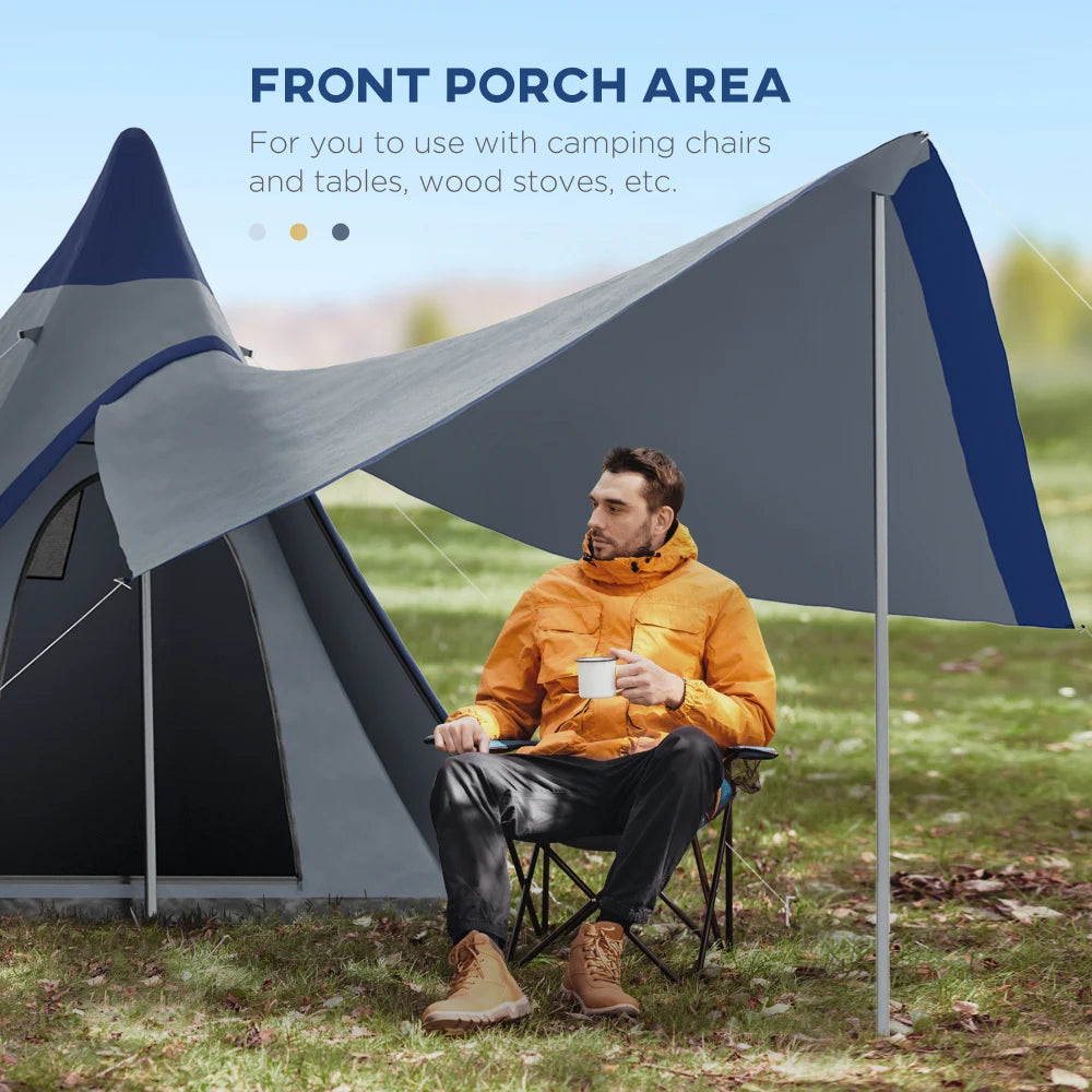 Two-Person Quick Setup Waterproof Teepee Tent With Floor
