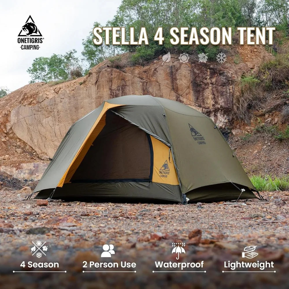 4 Season Waterproof Lightweight Camping Tent for 2 Person Backpacking Hiking Easy Setup Instant Outdoor