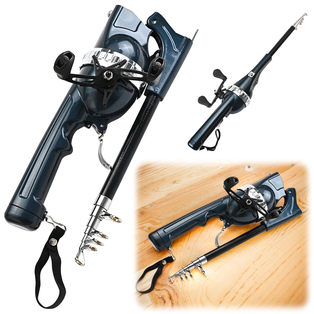 Portable Folding Travel Rods Telescopic Spinning Rod with Reel Line Sea Pole Carbon Fiber for Outdoor Fishing Gifts for Men
