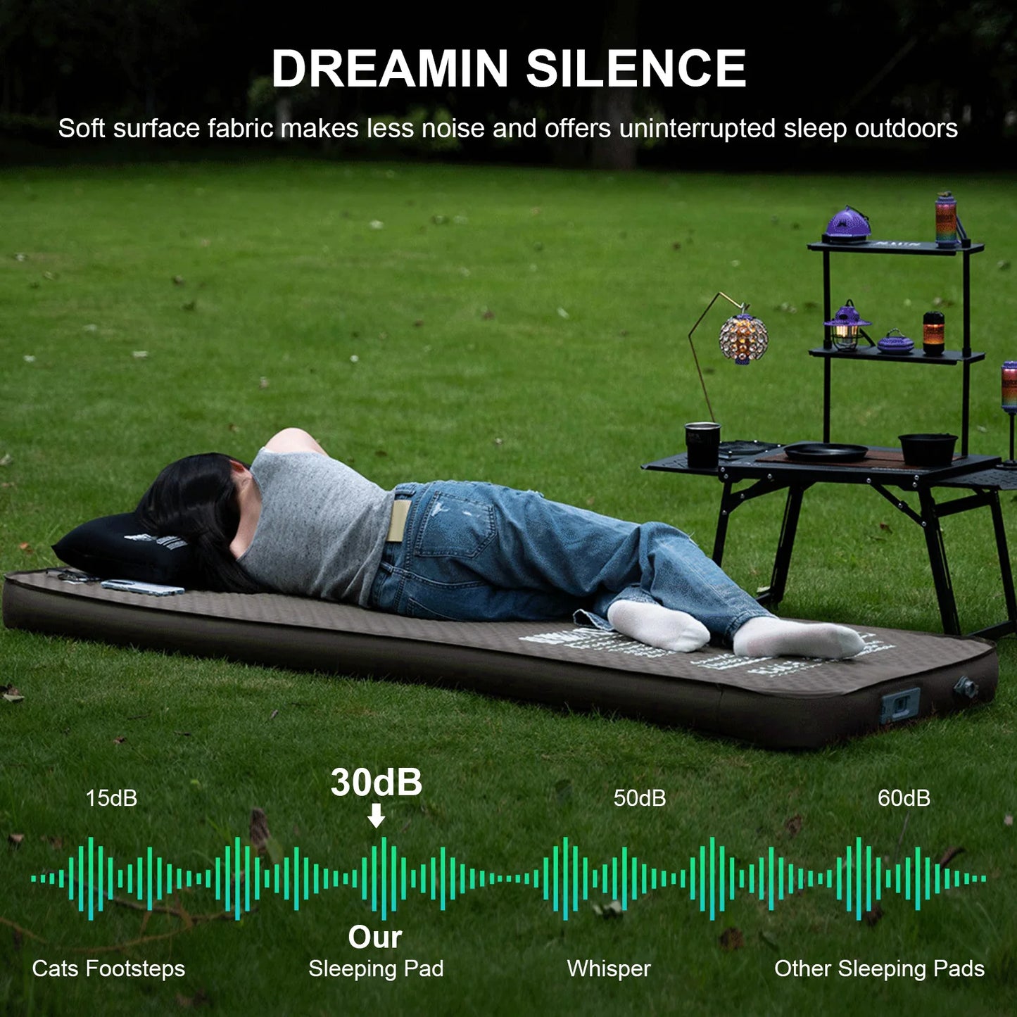 Inflatable Sleeping Mat With Built-In Pump For Camping