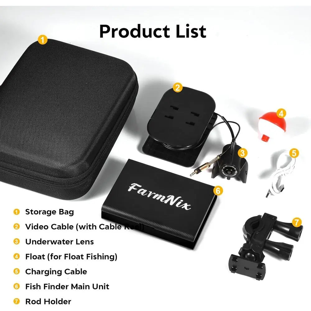 Underwater Fishing Camera with 4.3" IPS Monitor, 65ft/20M Cable Fish Finder Camera with Storage Bag,5000mAh Battery,21pcs IR Lig