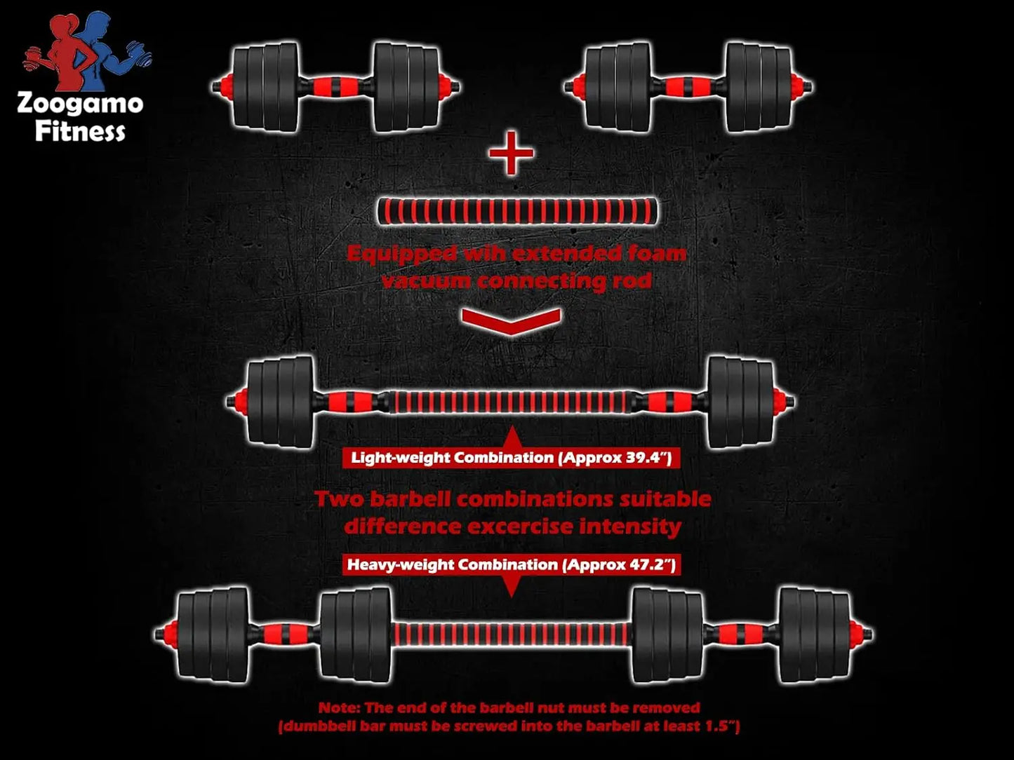 Adjustable Dumbbell Set Up to 88Lbs, Converts to Barbell for Home Gym Workouts