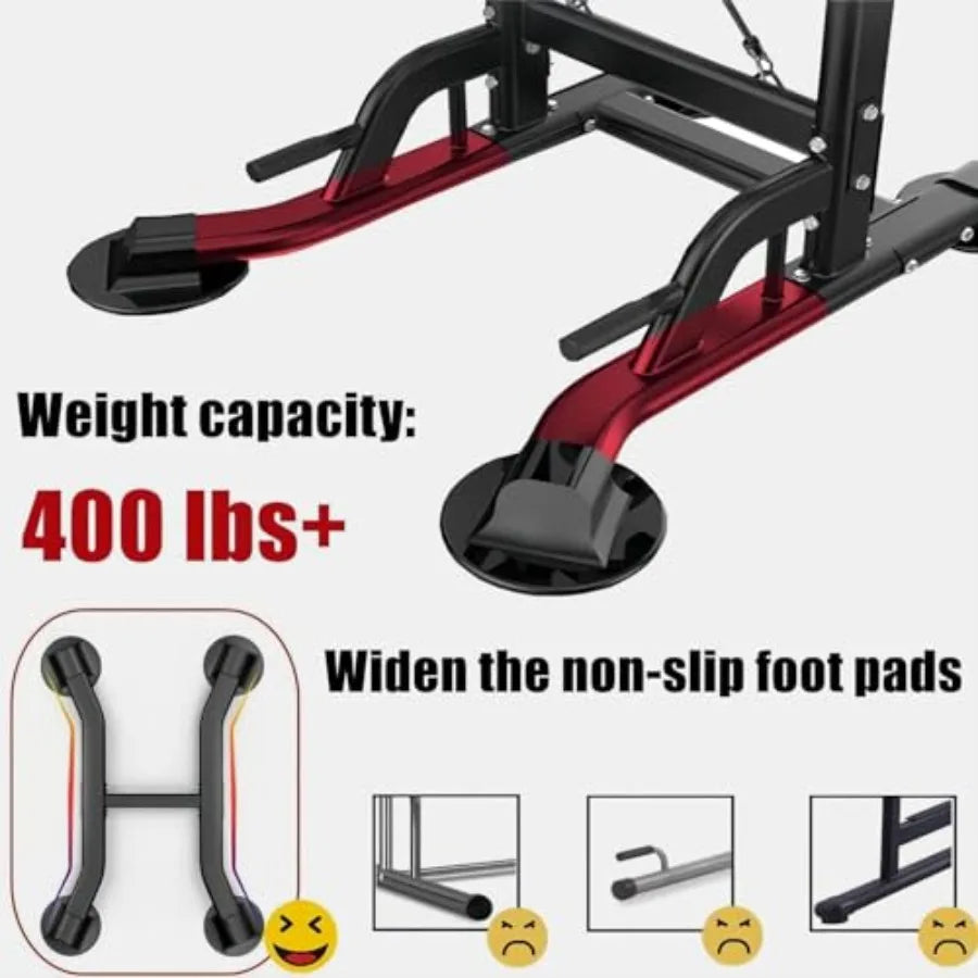 Power Tower Pull Up Bar for Home Gym Multi Functional Adjustable Height Workout Dip Station Strength Training Fitness Equipment