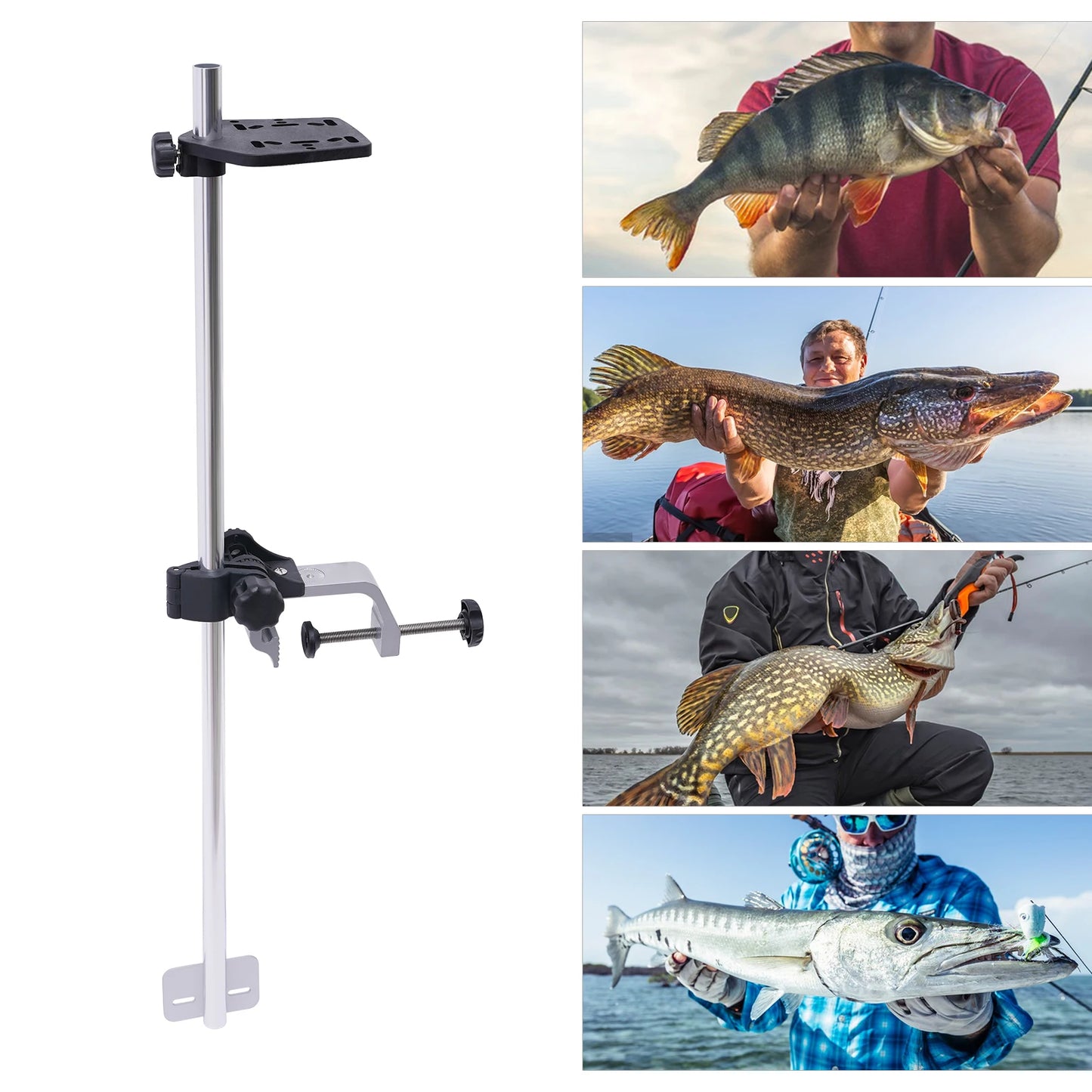 Universal Portable Fish Finder, Transducer Bracket +Fishfinder Mount, 360° Rotation Adjustable Transducer Mount Bracket for Boat