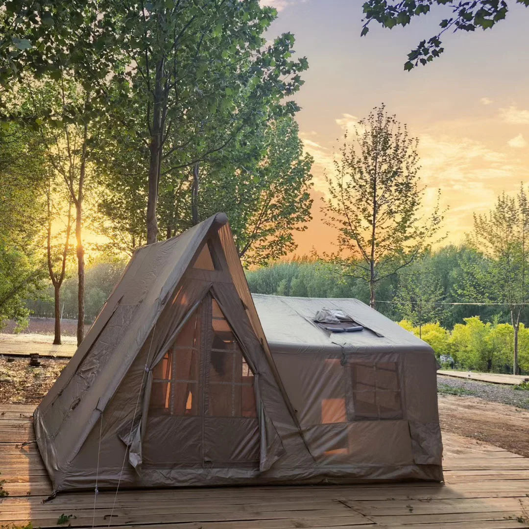 Inflatable Tents for Camping, 8 Person Tent with TPU Skylight, Mesh Windows & Pump, Easy Setup 4 Season Glamping Tent