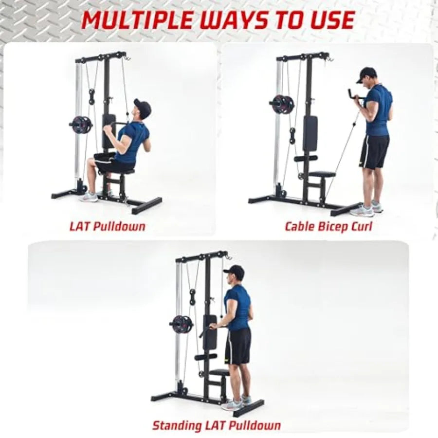 Multi-Functional Cable Machine for Home Gym with High and Low Pulley Station Row and Tricep Workout Equipment in Black with Leg