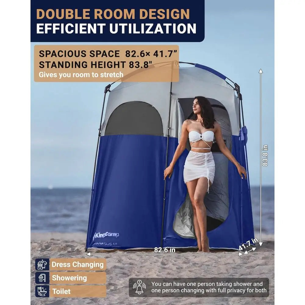 Portable Outdoor Shower Tent - Privacy Toilet & Changing Shelter, Waterproof & Windproof, Easy Setup for Camping, Hiking, Beach