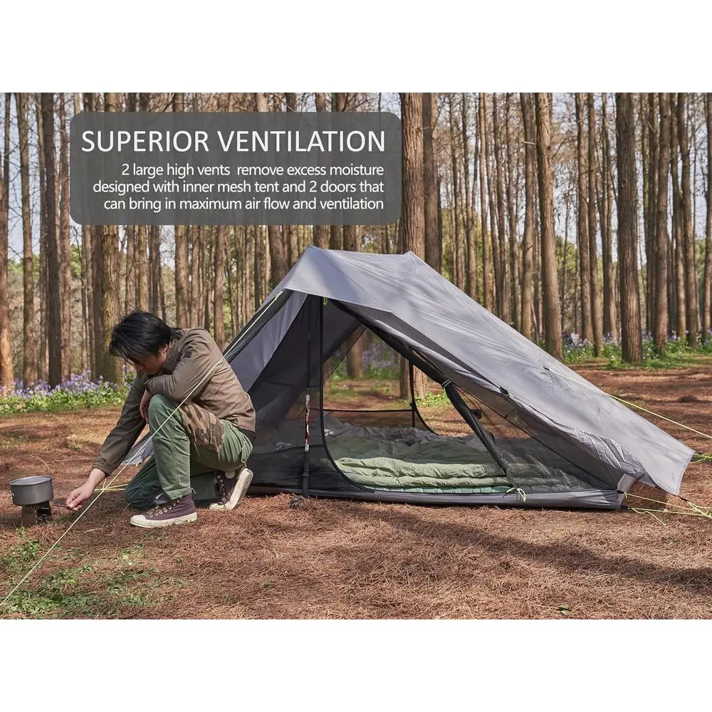 Ultralight 2-Person Backpacking Tent, Waterproof, Compact, 3-Season, Double Wall for Trekking, Camping, Hiking