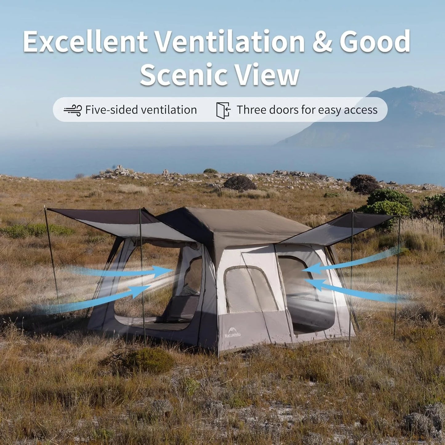 Naturehike Cape8.3 Cabin Tent 6 Person Easy Setup Instant Tent PU3000mm+ 150D Oxford Waterproof Outdoor Travel Camping Tent