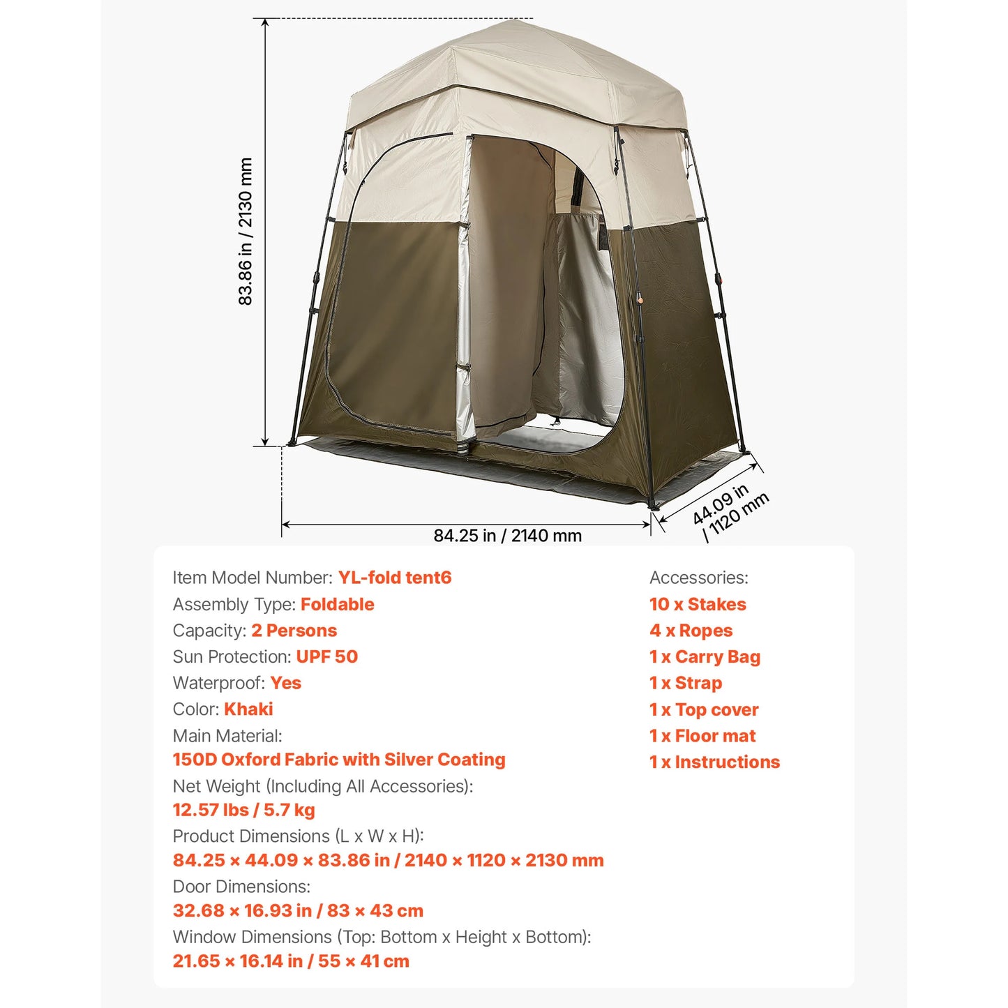 SucceBuy Camping Shower Tent 1 Room Privacy Changing Shelter