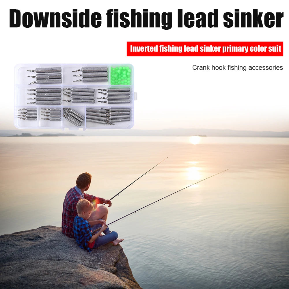 90pcs Practical Fishing Sinker Slim Drop Shot Weight Set with Storage Box Multiple Sizes Drop Shot Fishing Tools