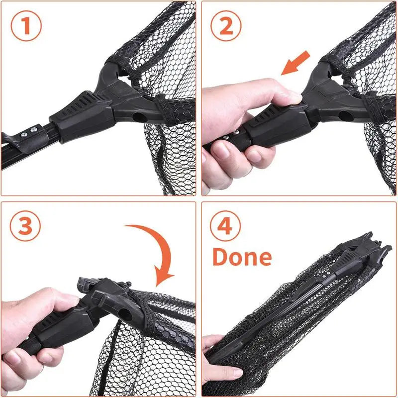 New Floating Fishing Net Aluminium Alloy Foldable Telescoping Landing Net Retractable Handle Nylon Mesh Sea Fishing Accessories