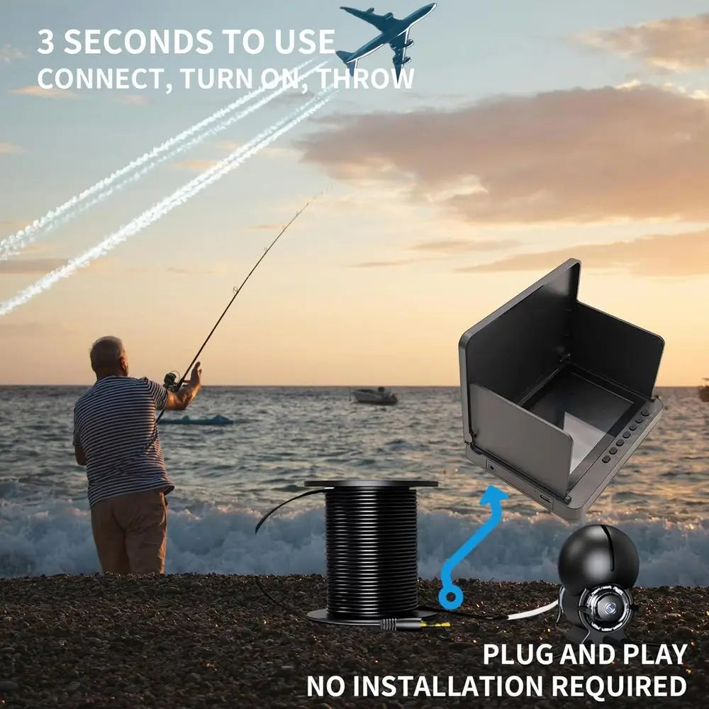 Underwater Fishing Camera| 10000mAh 18Hrs Night Vision Fish Finder, 5" 2000LUX Anti-Glare Screen, Mil-Grade Crash-Proof Camera,