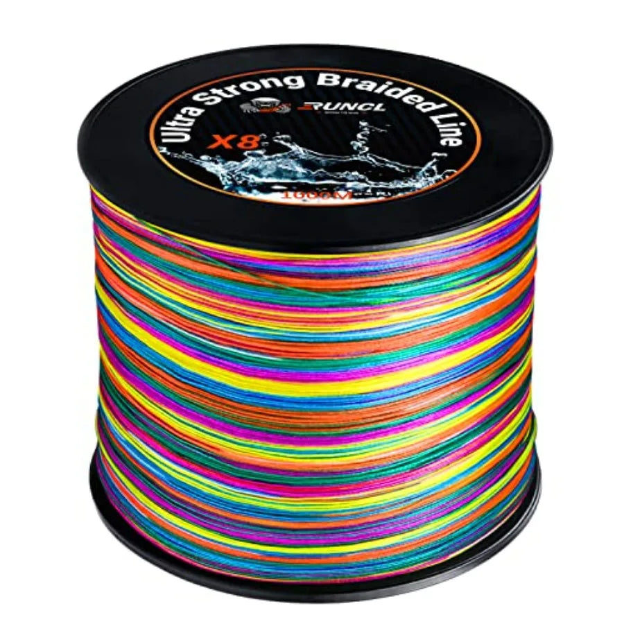 RUNCL 8 Strands Braided Fishing Line - High Visibility Colored Braid Line Super Strong Abrasion Resistant No Stretch 328yds 546