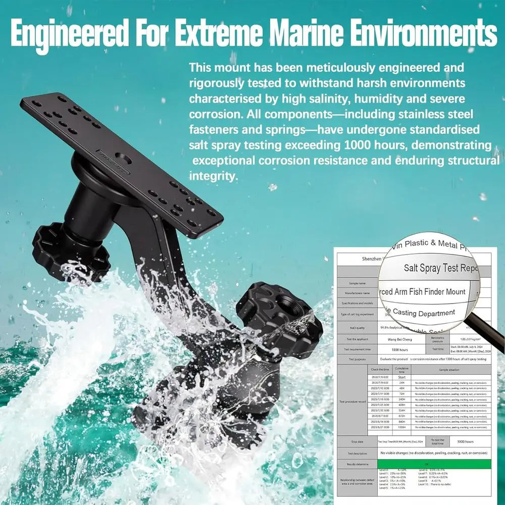Swing Arm Fish Finder Mount, All Aluminum Heavy Duty Marine Electronic Mount for Boats & Kayak,Built for Saltwater, Big Waves, a