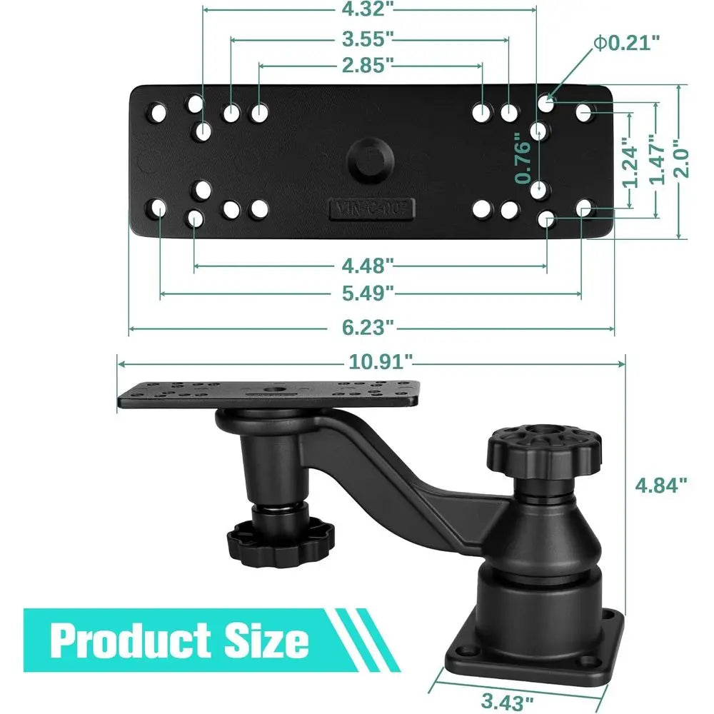Swing Arm Fish Finder Mount, All Aluminum Heavy Duty Marine Electronic Mount for Boats & Kayak,Built for Saltwater, Big Waves, a