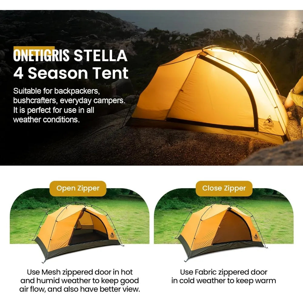 4 Season Waterproof Lightweight Camping Tent for 2 Person Backpacking Hiking Easy Setup Instant Outdoor
