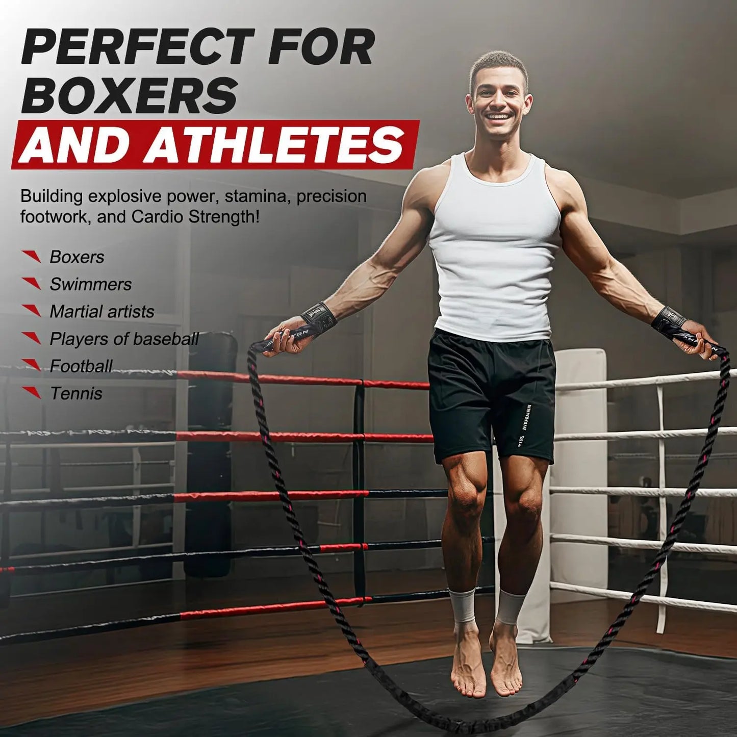 Weighted Jump Rope for Men & Women, 2.8lb 3.8lb 5lb Heavy Skipping Rope, Home Workout Equipment for Strength Training